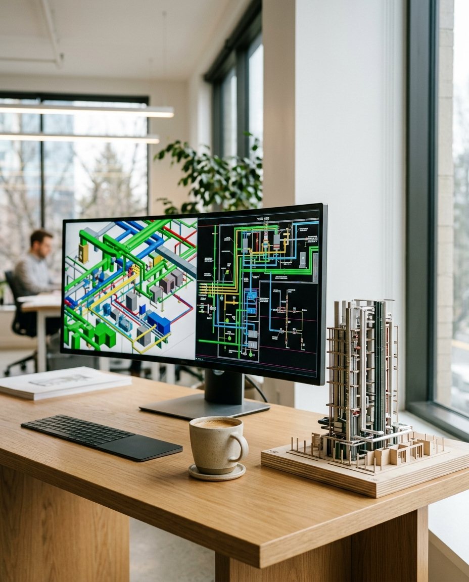 Moderner Arbeitsplatz für technische Systemplaner