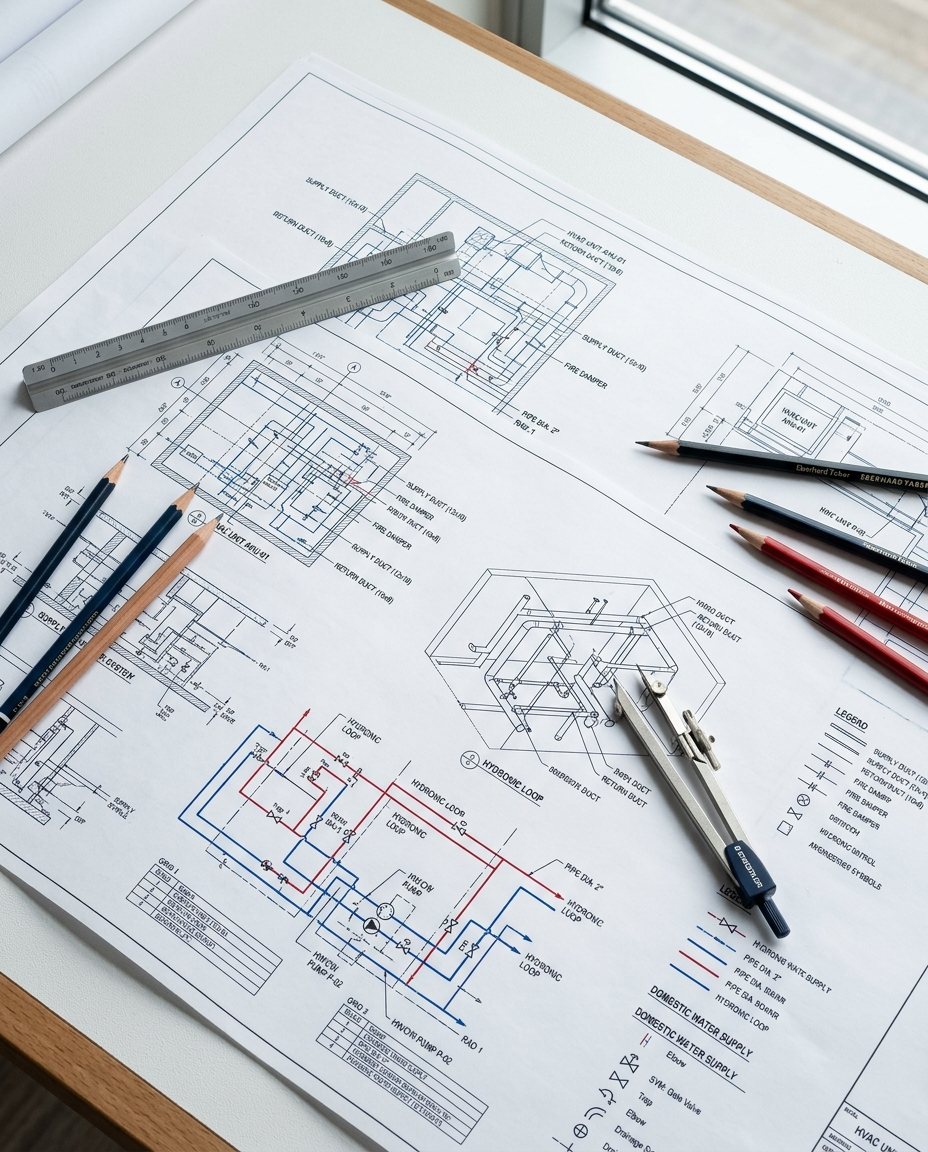 Technische TGA-Zeichnungen und HVAC-Pläne